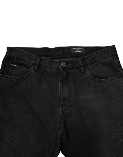 Jeans skinny en denim de coton noir Dolce & Gabbana pour homme