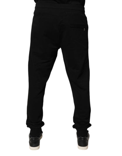 Pantalón jogger de chándal de algodón negro de talle medio Dolce & Gabbana