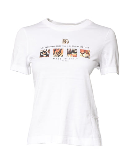 T-shirt col rond Dolce & Gabbana en coton blanc à imprimé graphique