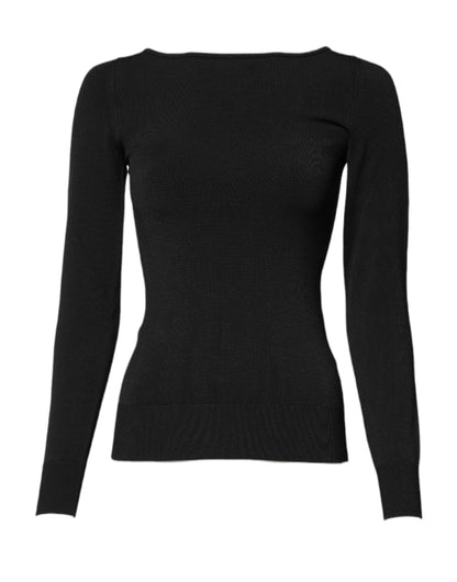 Top de manga larga de viscosa negra Dolce & Gabbana