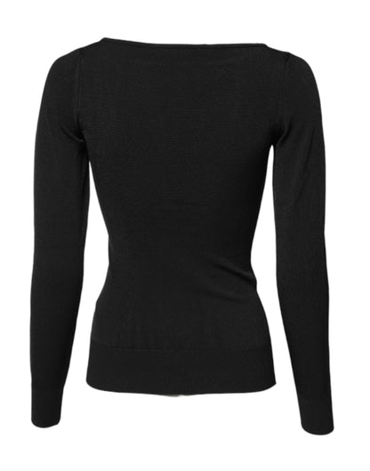 Top de manga larga de viscosa negra Dolce & Gabbana