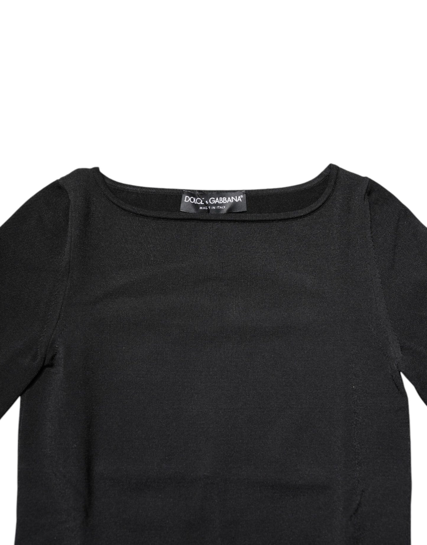 Top de manga larga de viscosa negra Dolce & Gabbana