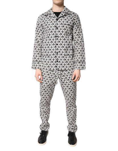 Conjunto de pijama de algodón Dolce & Gabbana con estampado DG en blanco y negro