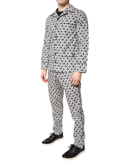 Conjunto de pijama de algodón Dolce & Gabbana con estampado DG en blanco y negro