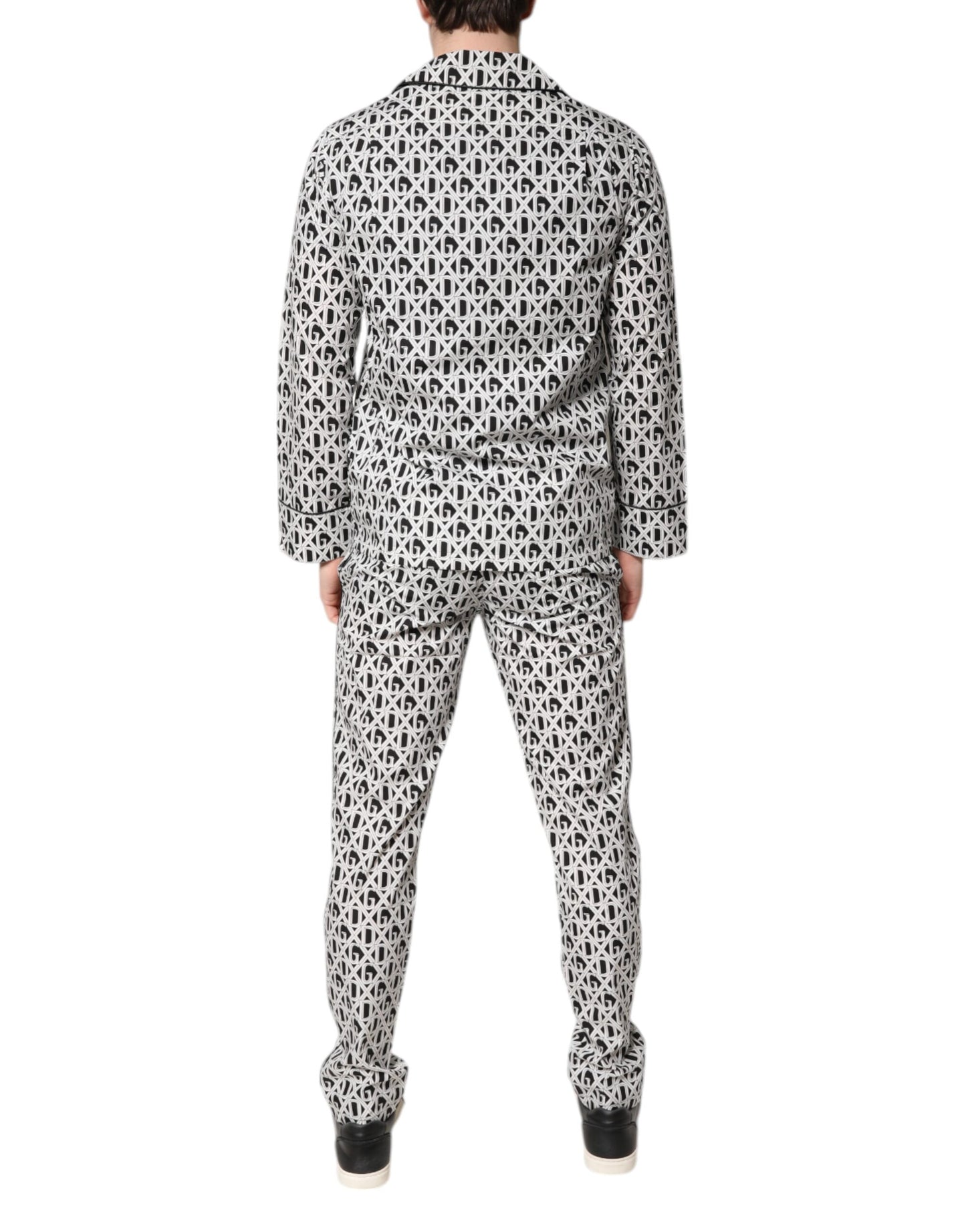 Conjunto de pijama de algodón Dolce & Gabbana con estampado DG en blanco y negro