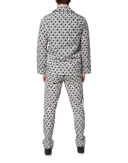 Conjunto de pijama de algodón Dolce & Gabbana con estampado DG en blanco y negro