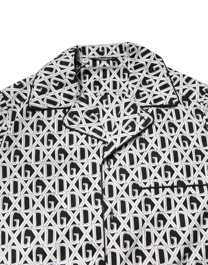 Conjunto de pijama de algodón Dolce & Gabbana con estampado DG en blanco y negro