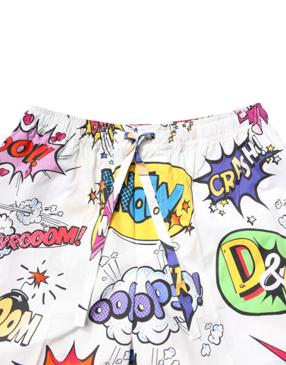 Dolce & Gabbana White Cartoon Print Cotton Men Pajama Set Sleepwear