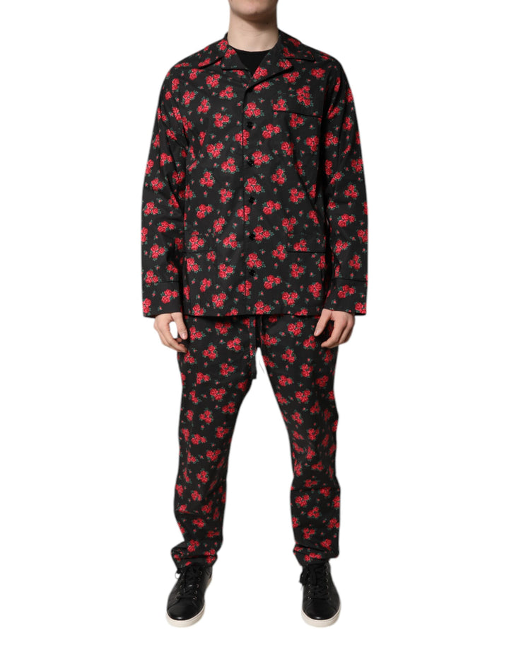 Dolce & Gabbana Ensemble de pyjama et vêtement de nuit en coton noir à imprimé floral pour homme