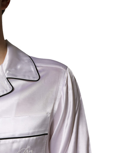 Ensemble de pyjama pour homme en satin de soie blanc Dolce & Gabbana