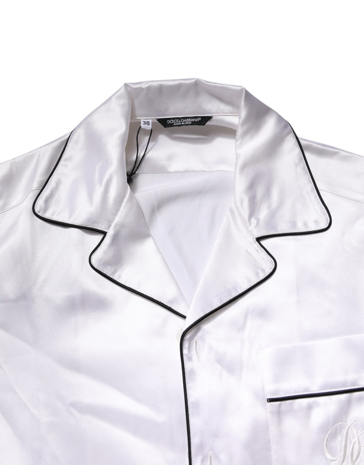 Ensemble de pyjama pour homme en satin de soie blanc Dolce & Gabbana