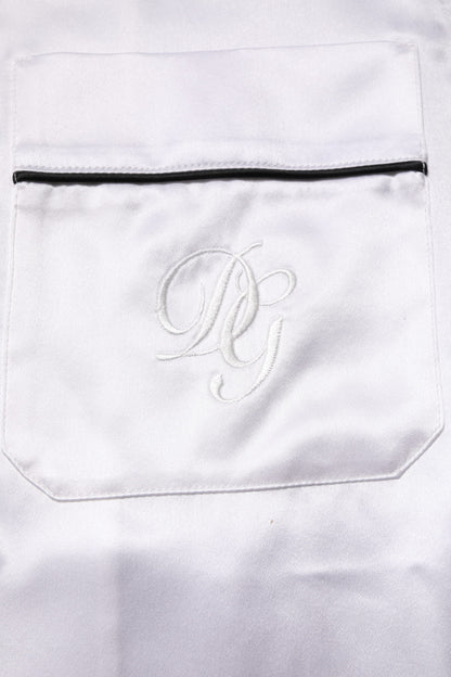 Ensemble de pyjama pour homme en satin de soie blanc Dolce & Gabbana