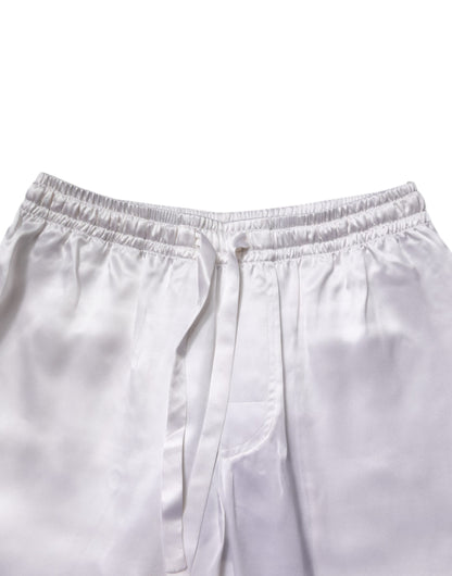Ensemble de pyjama pour homme en satin de soie blanc Dolce & Gabbana