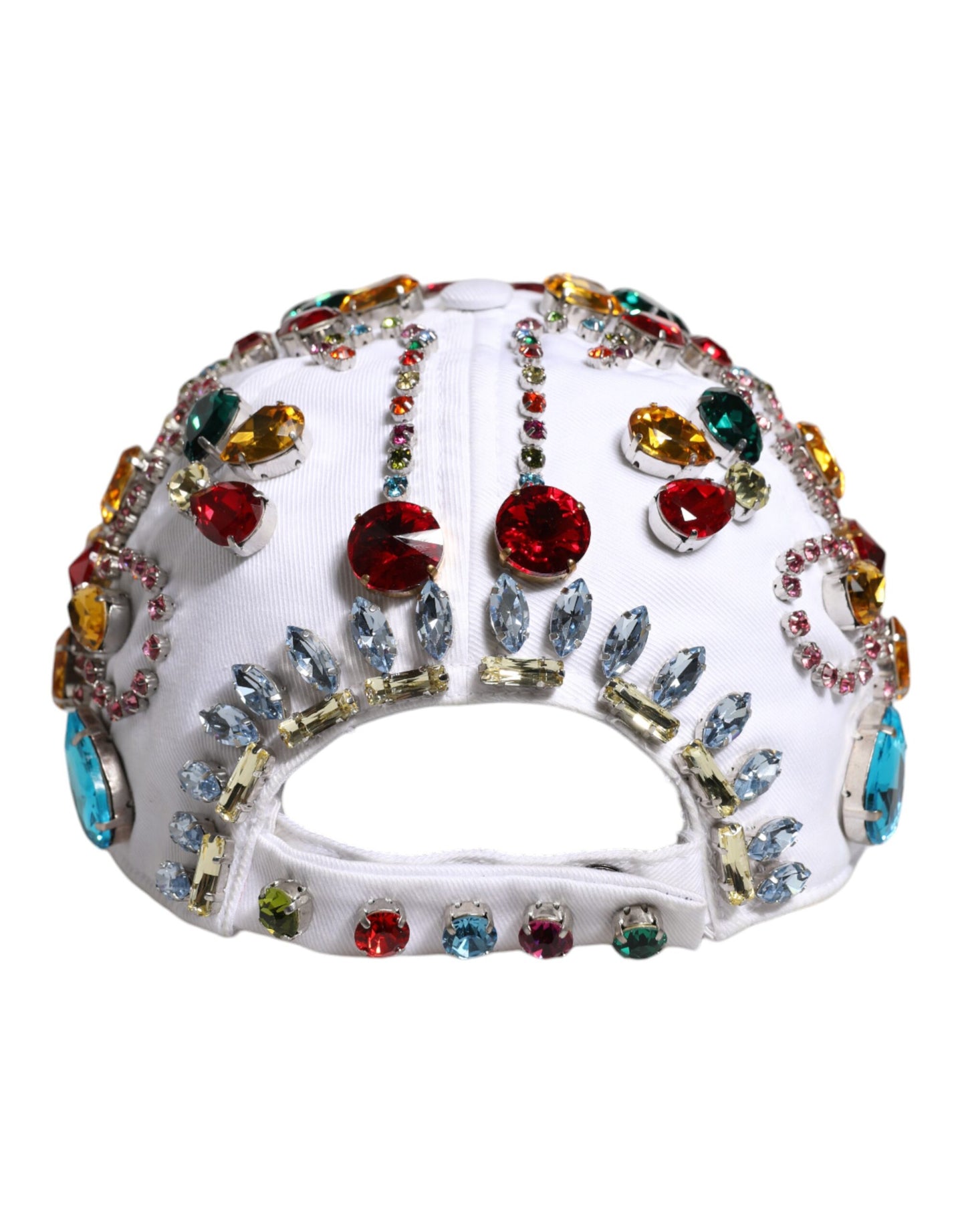 Gorra de béisbol Dolce & Gabbana blanca con adornos de cristal multicolor