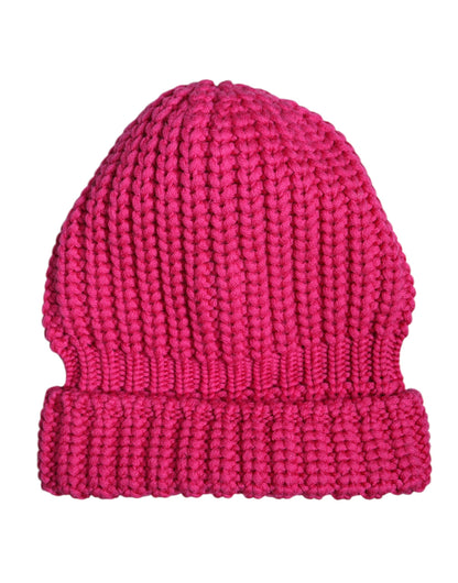 Gorro de lana de punto rosa liso Dolce & Gabbana para invierno