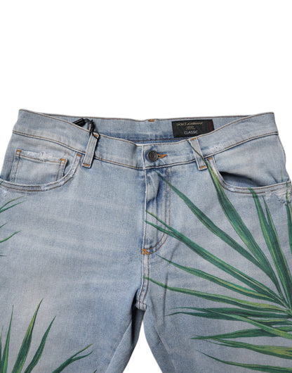 Jeans classiques en jean pour homme Dolce & Gabbana Light Blue Leaf en coton