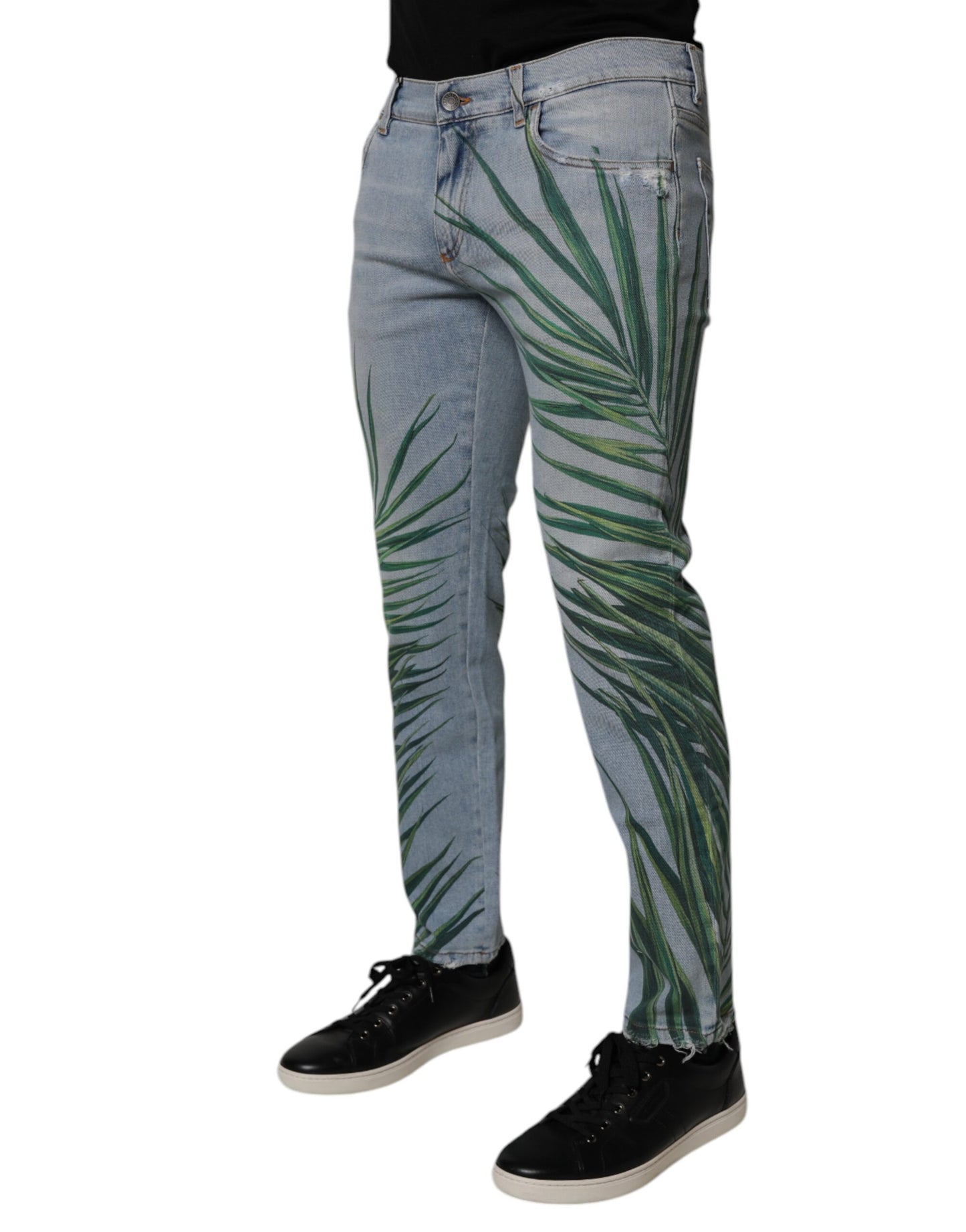Jeans classiques en jean pour homme Dolce & Gabbana Light Blue Leaf en coton