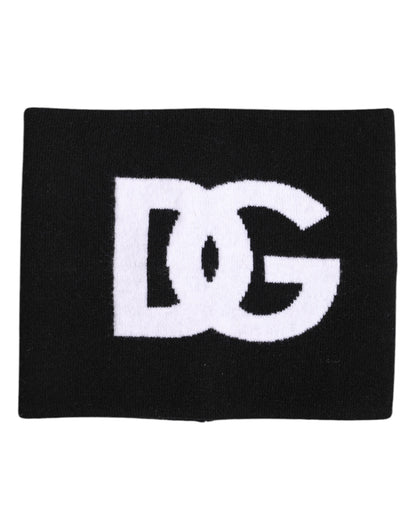 Écharpe cache-cou en tricot Dolce & Gabbana noire avec logo imprimé