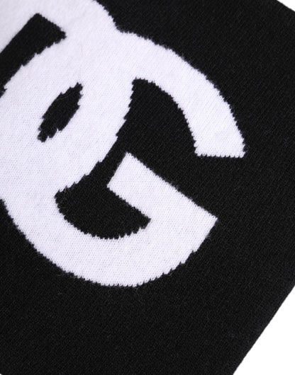 Écharpe cache-cou en tricot Dolce & Gabbana noire avec logo imprimé