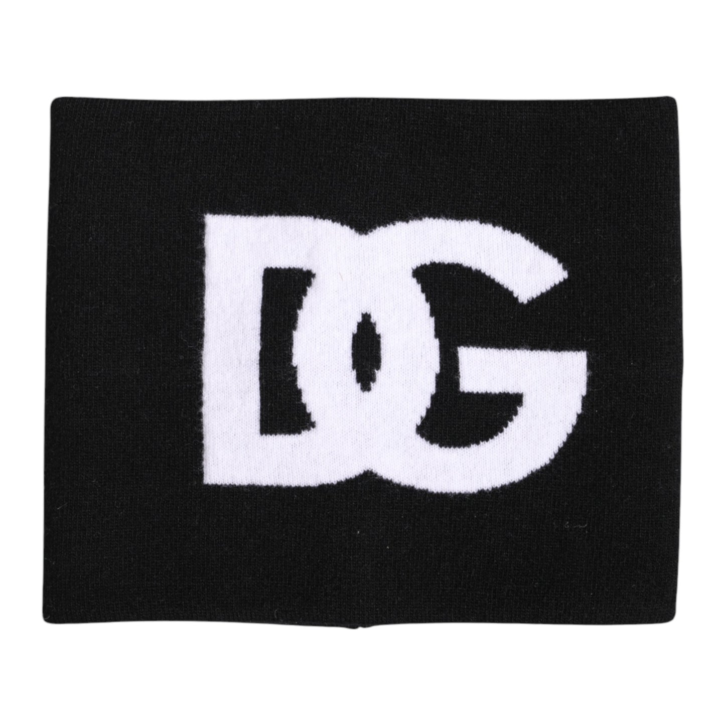 Écharpe cache-cou en tricot Dolce & Gabbana noire avec logo imprimé