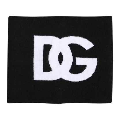 Écharpe cache-cou en tricot Dolce & Gabbana noire avec logo imprimé
