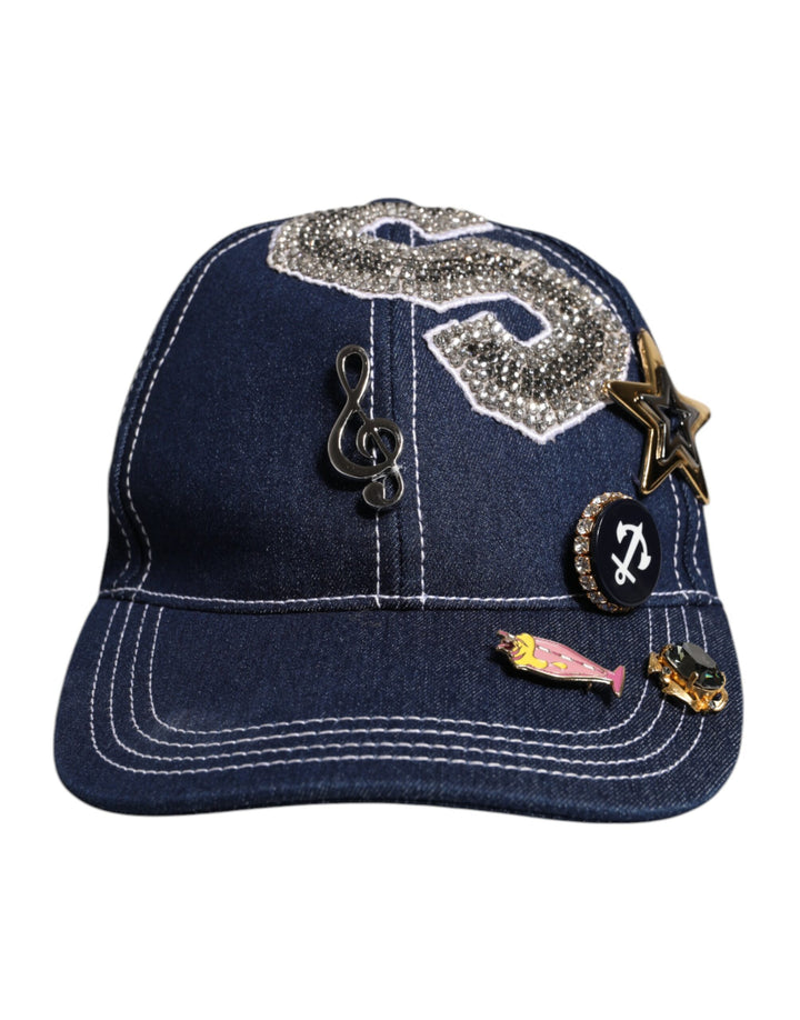 Casquette de baseball ornée de cristaux bleus Dolce & Gabbana