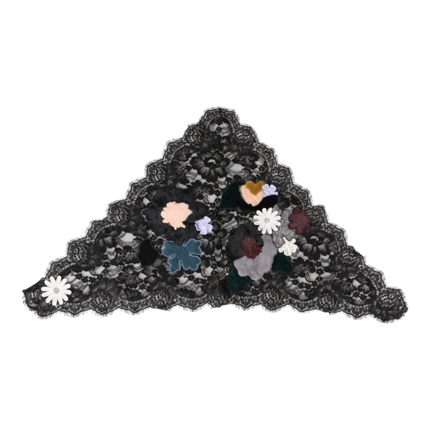 Chapeau en voile de coton noir à applique florale en dentelle Dolce & Gabbana