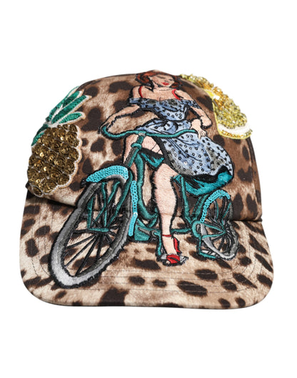 Gorra de Béisbol Sicily Dolce & Gabbana Marrón Leopardo de Lentejuelas