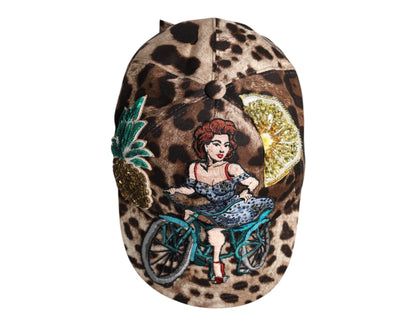 Gorra de Béisbol Sicily Dolce & Gabbana Marrón Leopardo de Lentejuelas