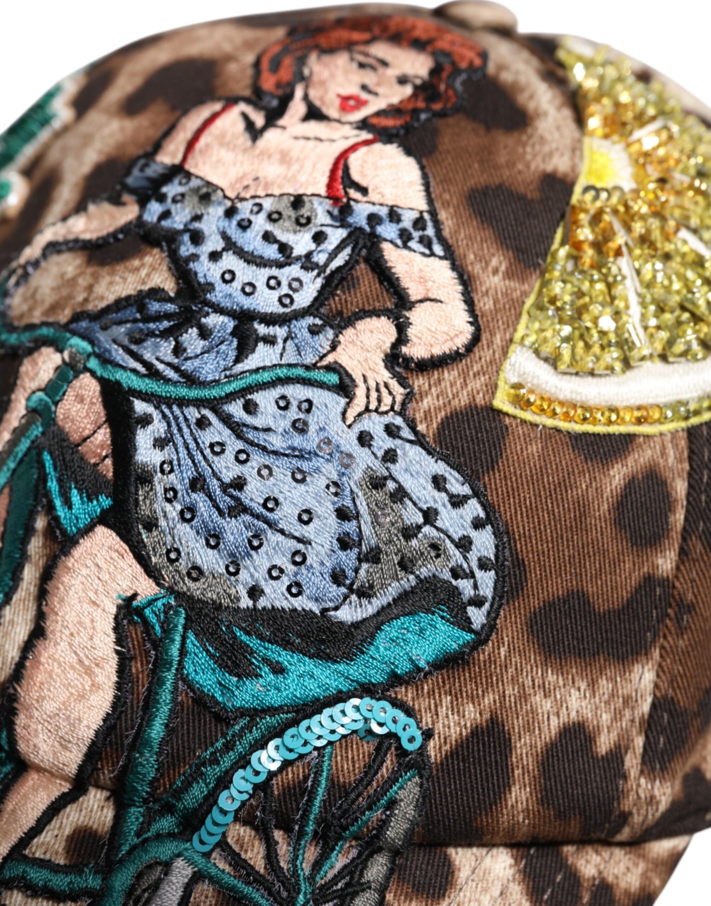 Gorra de Béisbol Sicily Dolce & Gabbana Marrón Leopardo de Lentejuelas