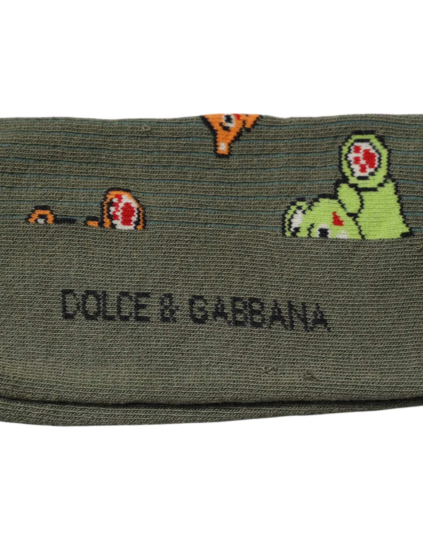 Calcetines a media pantorrilla con estampado DG Bear en nailon verde de Dolce & Gabbana