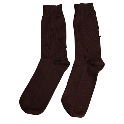Calcetines a media pantorrilla Dolce & Gabbana de algodón elástico marrón liso