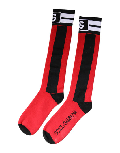 Chaussettes imprimées Dolce & Gabbana en coton stretch rouge