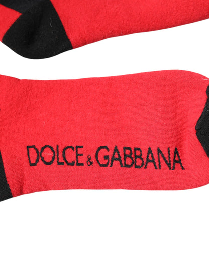 Chaussettes imprimées Dolce & Gabbana en coton stretch rouge