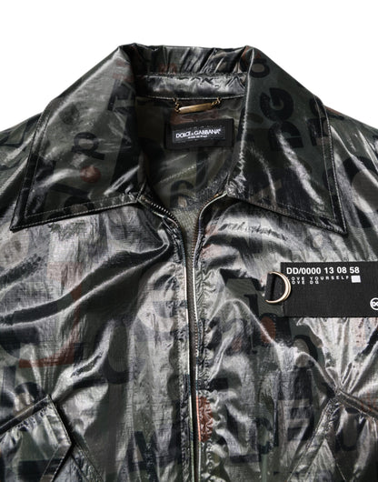 Dolce & Gabbana Green DG Logo Print Bomber Full Zip Jacket