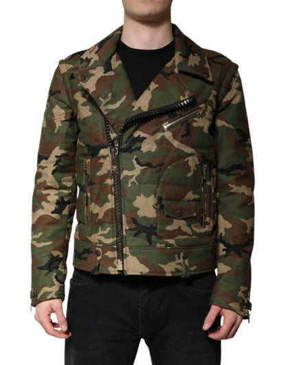 Chaqueta motera de nailon con estampado de camuflaje multicolor de Dolce & Gabbana
