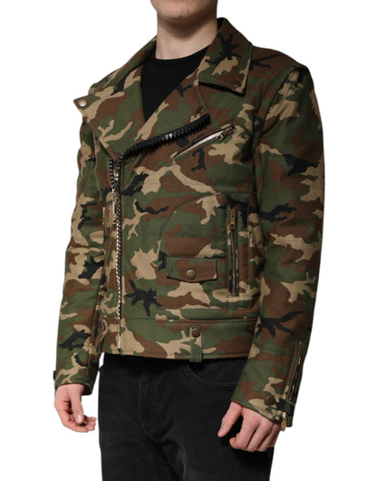 Chaqueta motera de nailon con estampado de camuflaje multicolor de Dolce & Gabbana