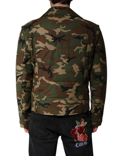 Chaqueta motera de nailon con estampado de camuflaje multicolor de Dolce & Gabbana