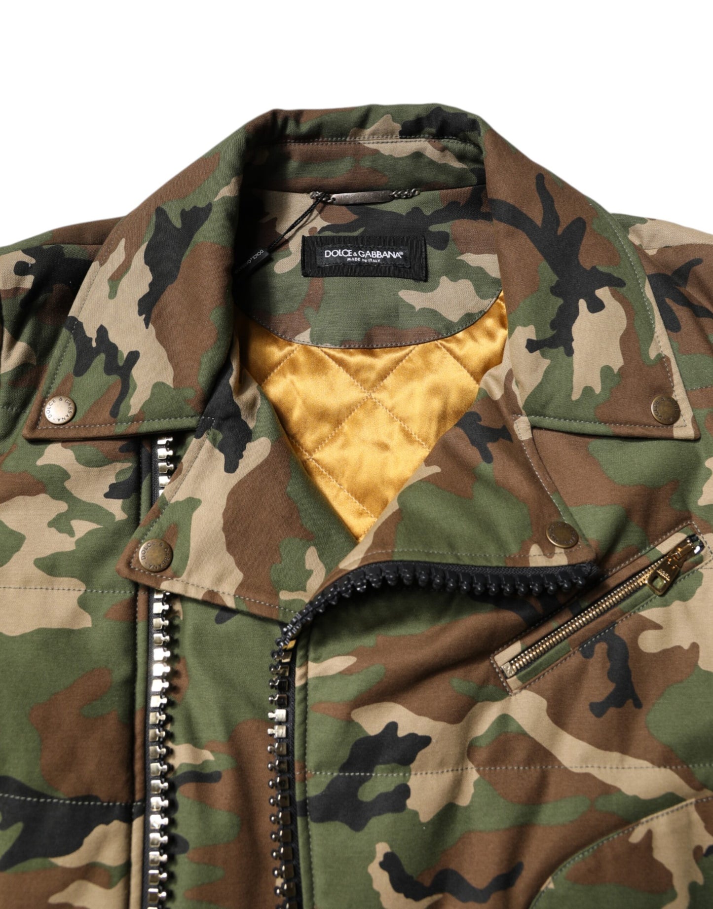 Chaqueta motera de nailon con estampado de camuflaje multicolor de Dolce & Gabbana