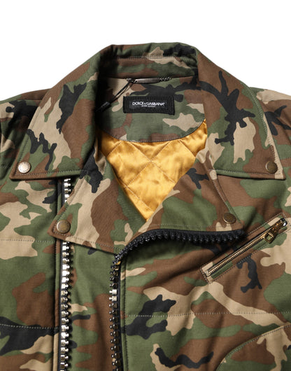 Chaqueta motera de nailon con estampado de camuflaje multicolor de Dolce & Gabbana