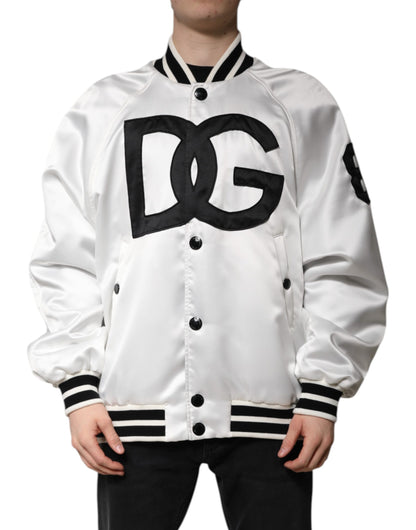 Chaqueta bomber de Dolce & Gabbana de punto de poliéster blanco con logotipo DG