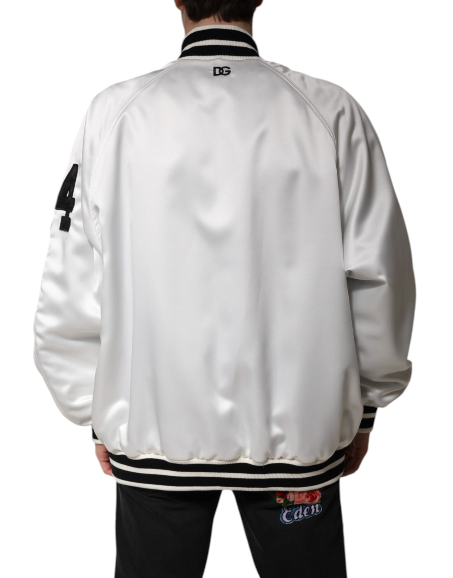 Chaqueta bomber de Dolce & Gabbana de punto de poliéster blanco con logotipo DG