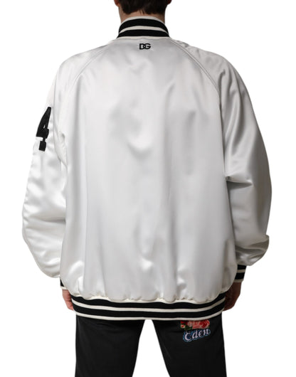 Chaqueta bomber de Dolce & Gabbana de punto de poliéster blanco con logotipo DG
