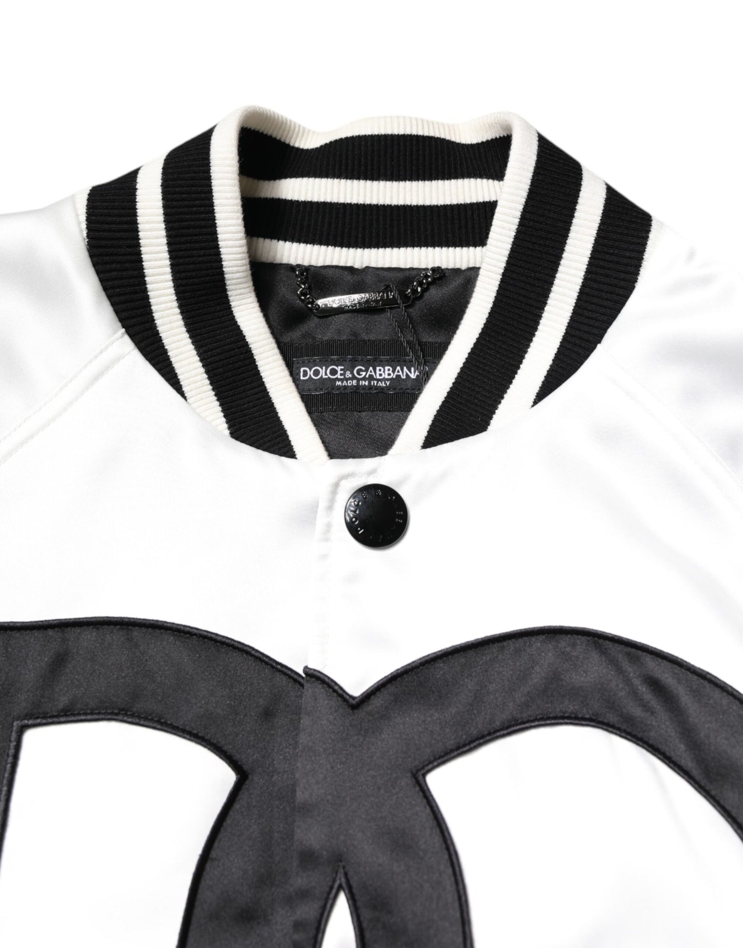 Chaqueta bomber de Dolce & Gabbana de punto de poliéster blanco con logotipo DG