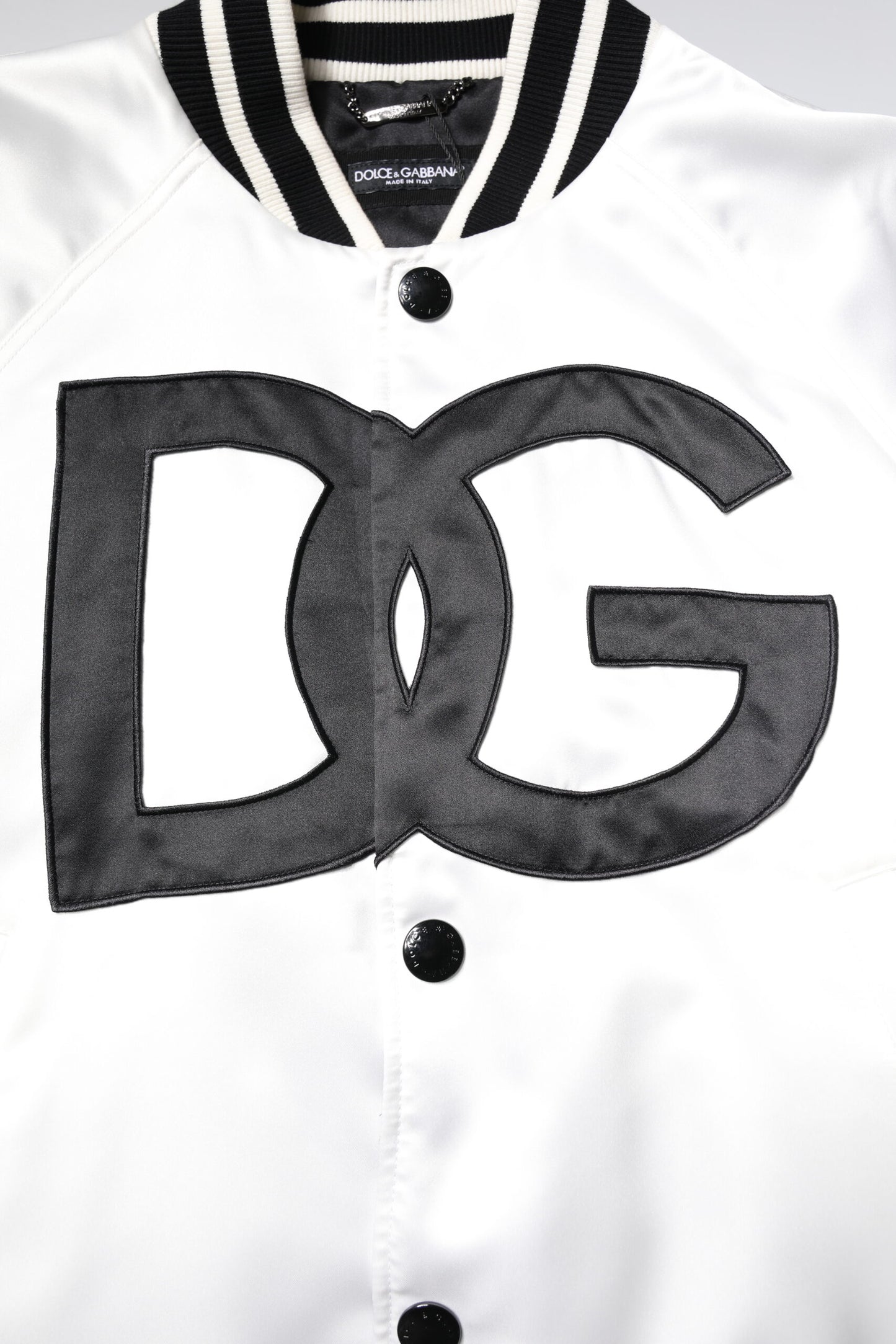 Chaqueta bomber de Dolce & Gabbana de punto de poliéster blanco con logotipo DG