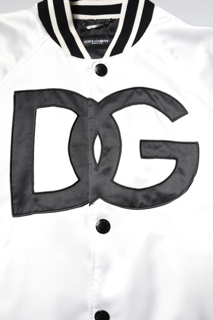 Chaqueta bomber de Dolce & Gabbana de punto de poliéster blanco con logotipo DG