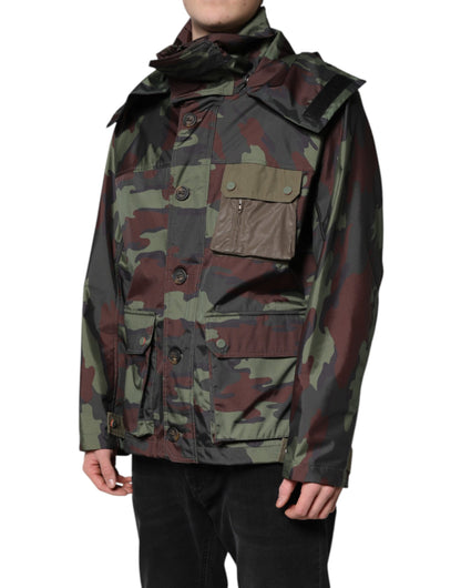 Veste à Capuche Boutonnée Camouflage Multicolore Dolce & Gabbana