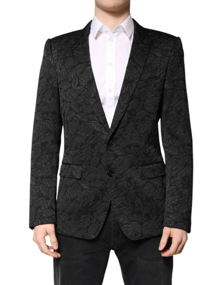 Blazer Dolce & Gabbana negro de brocado MARTINI de botonadura sencilla