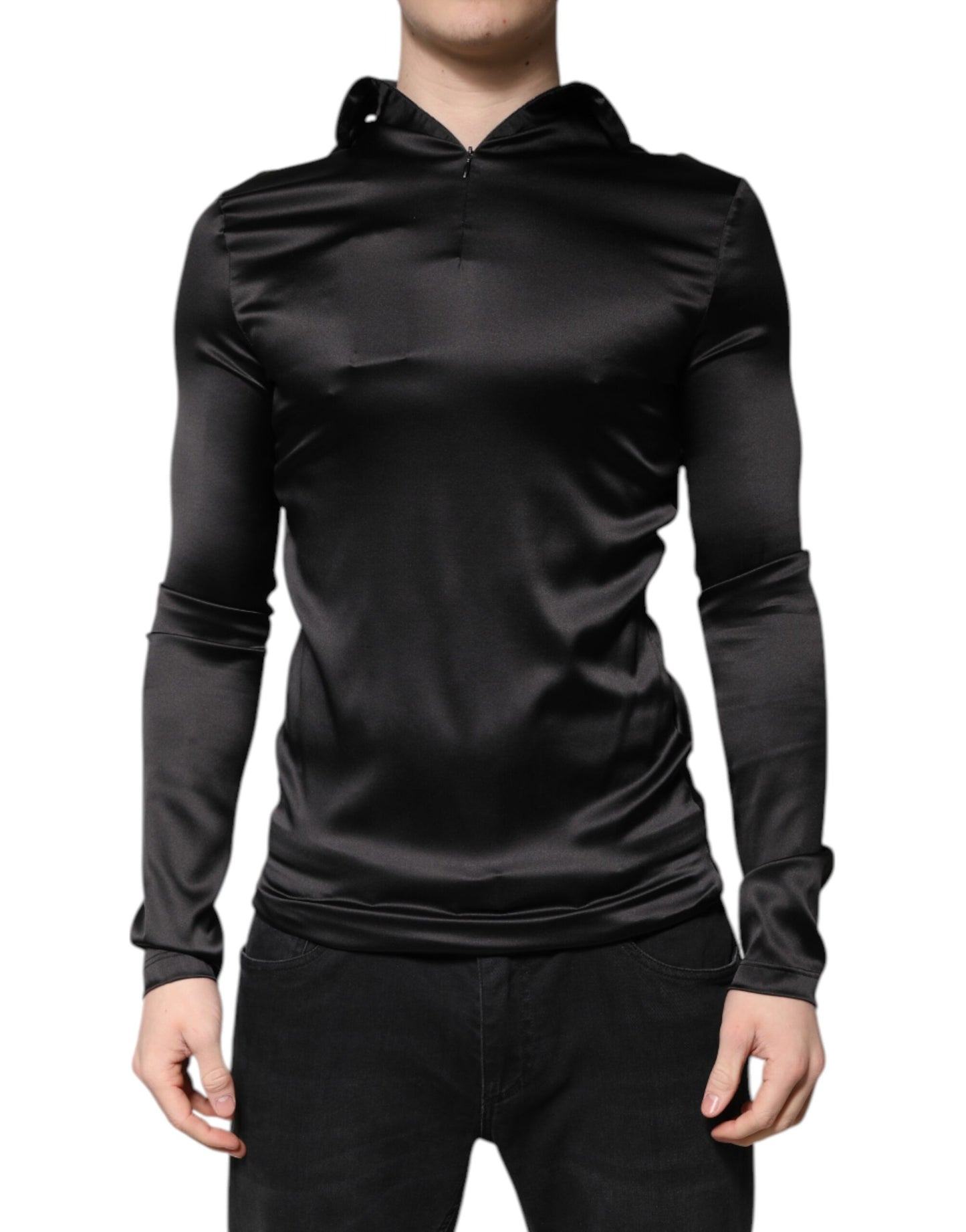 Suéter de cuello alto de seda negro para hombre Dolce & Gabbana