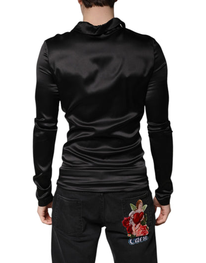 Suéter de cuello alto de seda negro para hombre Dolce & Gabbana